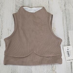 Year of Ours Caribou Tan Ribbed Mock Neck Bra Size Small NEW